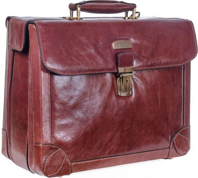 Babila hinged laptop briefcase cognac