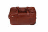 Babila Deluxe Cognac 2-Wheeled Leather Rolling Travel Bag