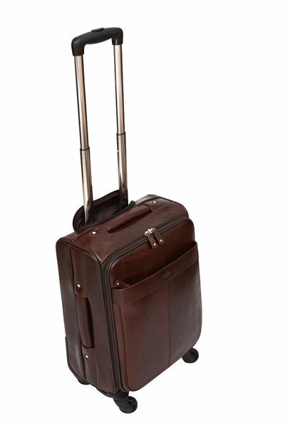 Babila Leather 20 inch 4-Wheeled Trolley Case